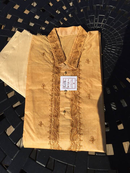 Authentic Men's Bengali Tussar Kurta Pajama Set in Tussar Color