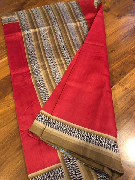 Soft Red Handloom Silk Saree