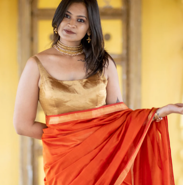 Golden Readymade Handloom Chanderi Silk Blouse