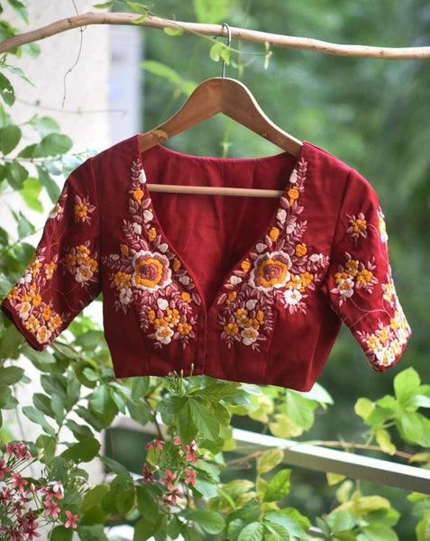 Red Half Sleeve Readymade Blouse