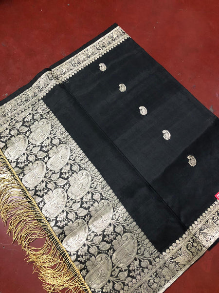 Black Banarasi Silk Stole