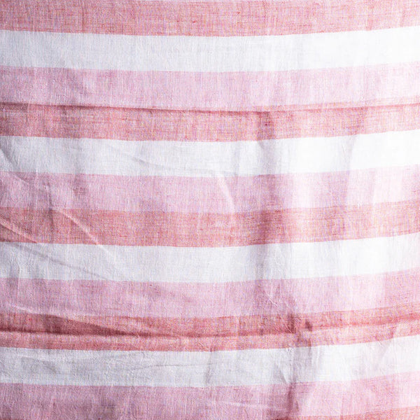Pink Handloom Linen Saree with Salmon Shade Stripes