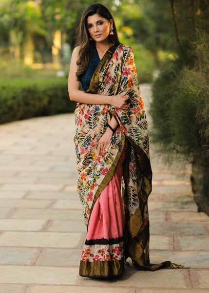 PINK MATKA SILK HAND BATIK SAREE