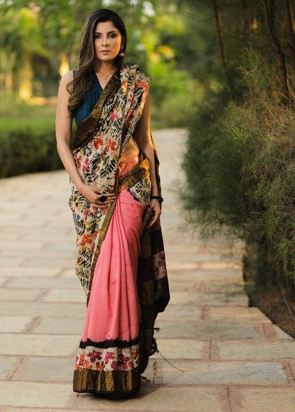 PINK MATKA SILK HAND BATIK SAREE