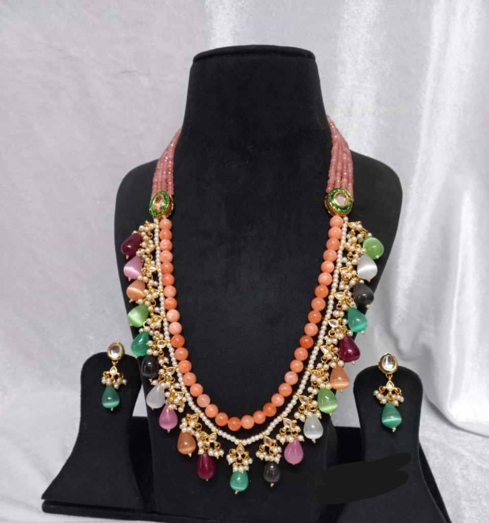 Multicolor Kundan Hydro Onyx Beads Mala