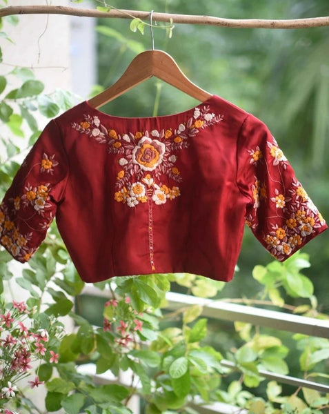 Red Half Sleeve Readymade Blouse