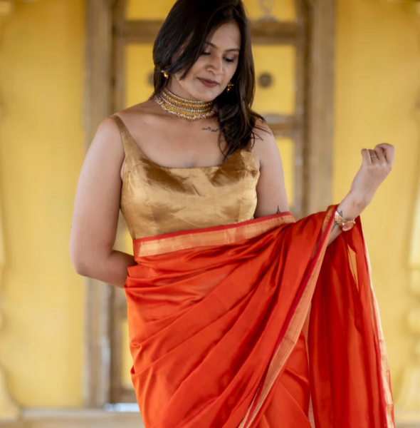 Golden Readymade Handloom Chanderi Silk Blouse