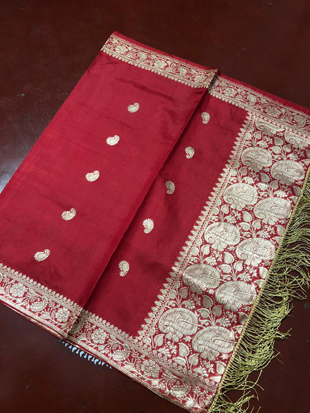 Pure Silk Red Banarasi Stole/Dupatta