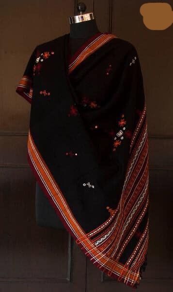 Black Handwoven Acrylic Woolen Shawl
