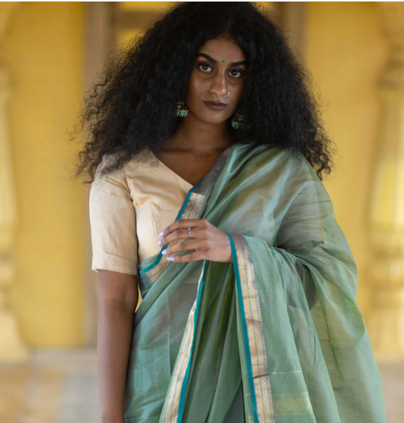 Golden Readymade Tissue Silk Blouse