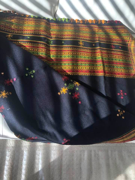 Black Handwoven Acrylic Woolen Shawl
