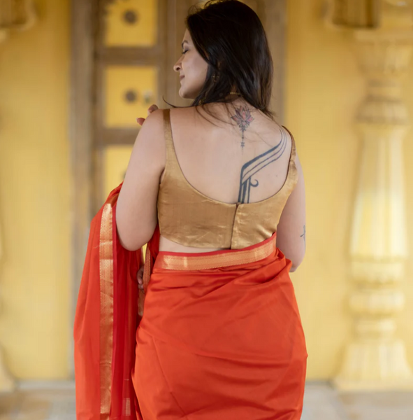 Golden Readymade Handloom Chanderi Silk Blouse