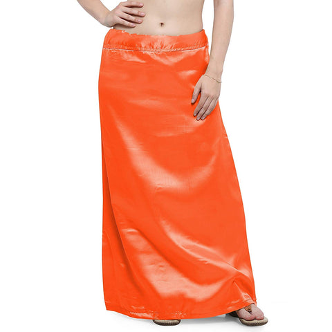 Orange Fairform Premium Cotton Full-Length Single Cut Petticoat with Lace Bottoms