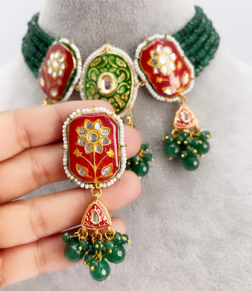 Punjabi Bridal Jewelry Kundan Necklace Set