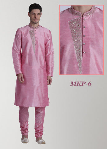 Pure Light Pink Embroidered Kurta Pyjama Set
