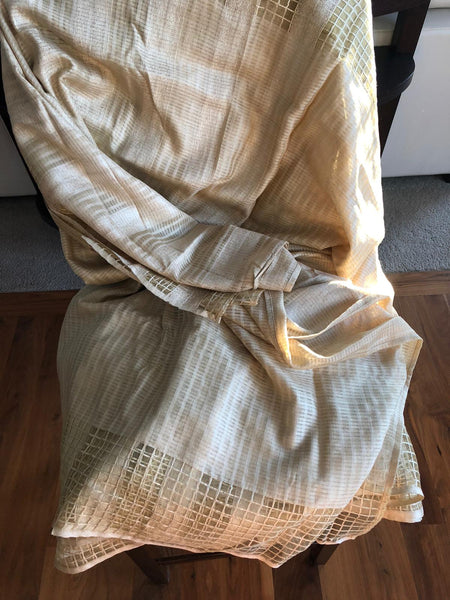 Beige Organic Jhute Cutwork handloom Silk Saree