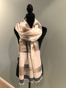 White Jamdani Organic Cotton Stoles/Scarves