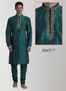 Pure Green Embroidered Kurta Pyjama Set
