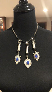 Black Antique Authentic Afghani Necklace with Blue Lapis Stones