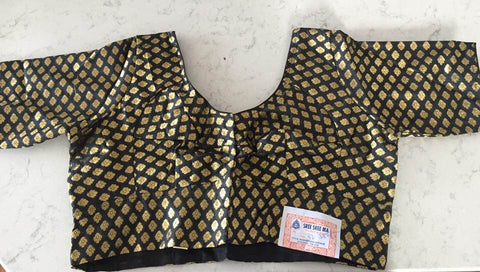 Black with Gold Cotton Designer Blouse