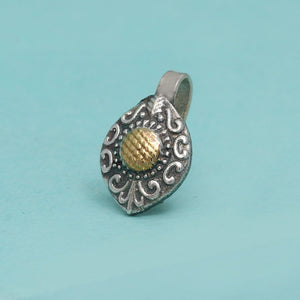 Oxidised Silver & Gold Color Nose Pin