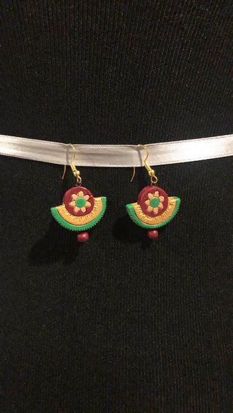 Green Terracotta Necklace And Earrings Set