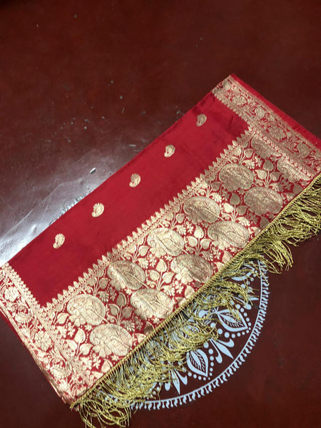 Pure Silk Red Banarasi Stole/Dupatta