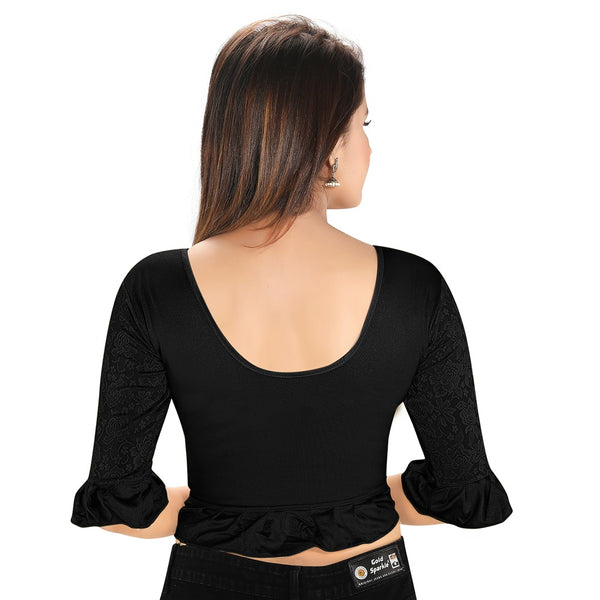 Black Lycra Stretchable Blouse (A-64)