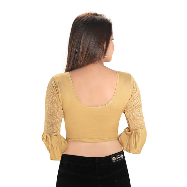 Gold Nylon Lycra Stretchable Blouse (A-71)