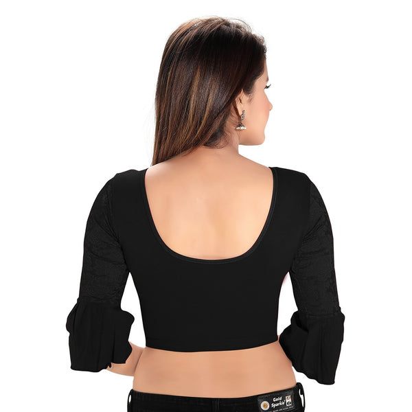 Black Cotton Stretchable Blouse (A-72)