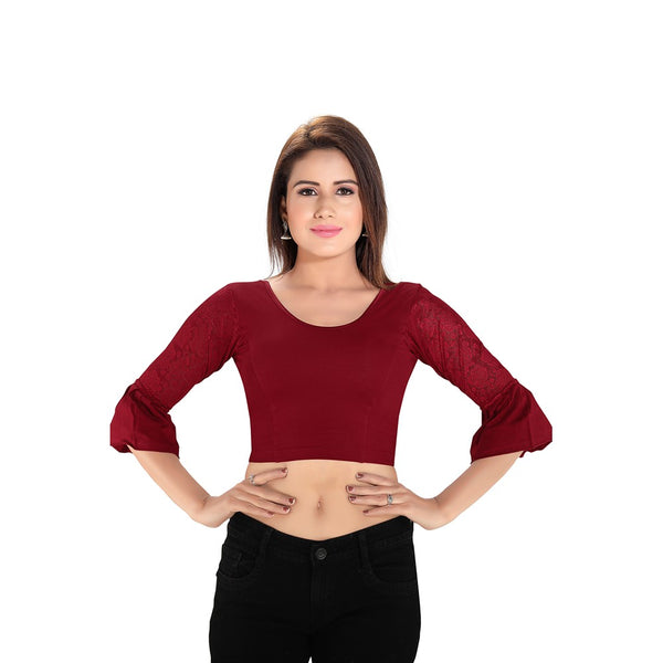 Maroon Cotton Stretchable Blouse (A-72)