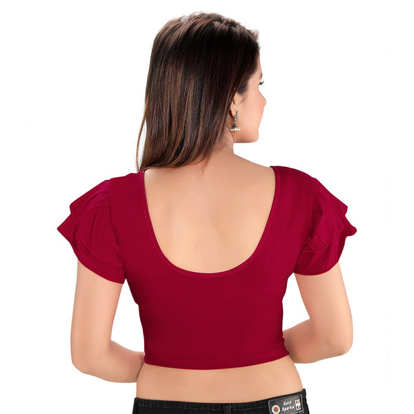 Maroon Cotton Stretchable Blouse (A-74)