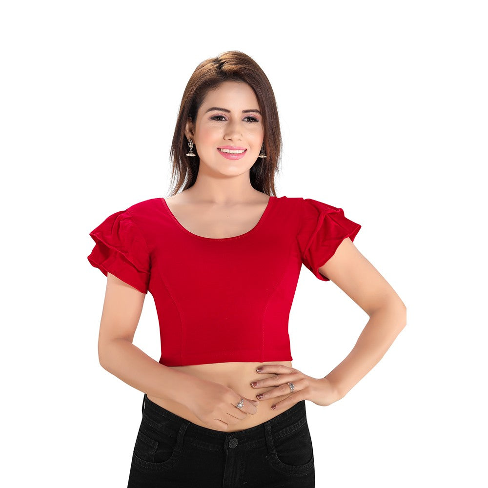 Red Cotton Stretchable Blouse (A-74)