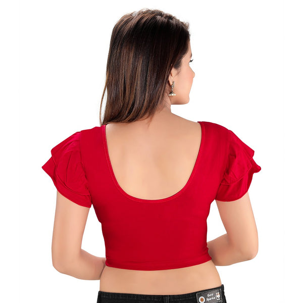 Red Cotton Stretchable Blouse (A-74)