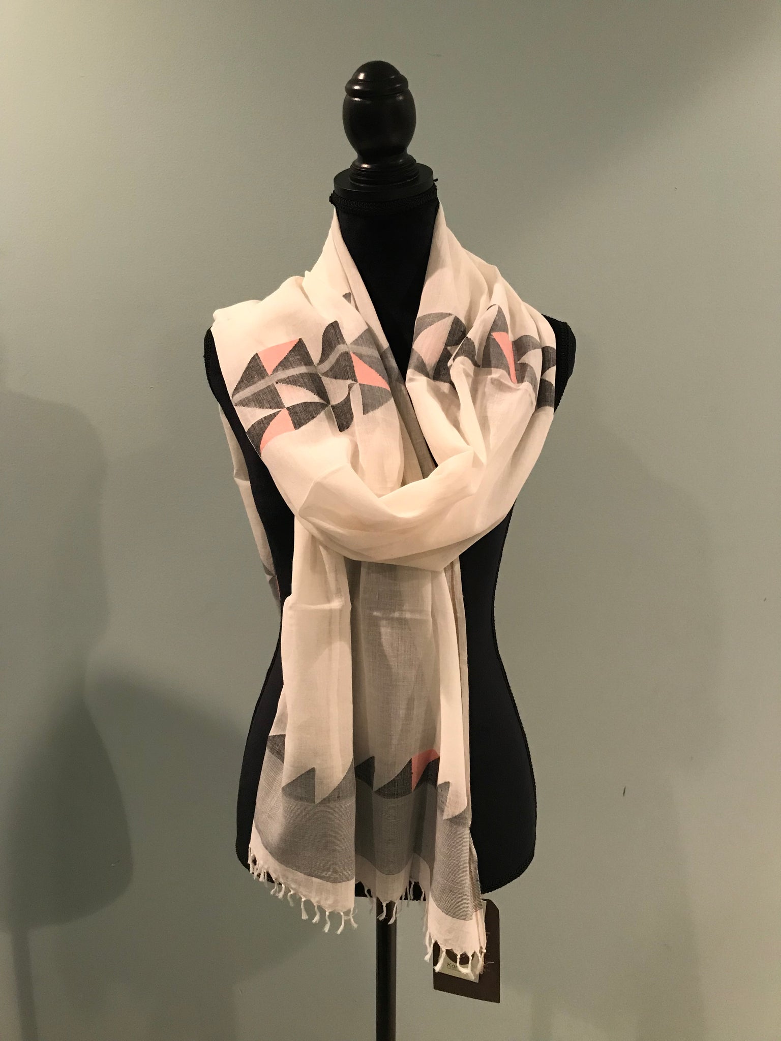White Jamdani Organic Cotton Stoles/Scarves