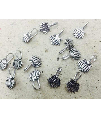 Silver Oxidized Lotus Flower Nose Ring