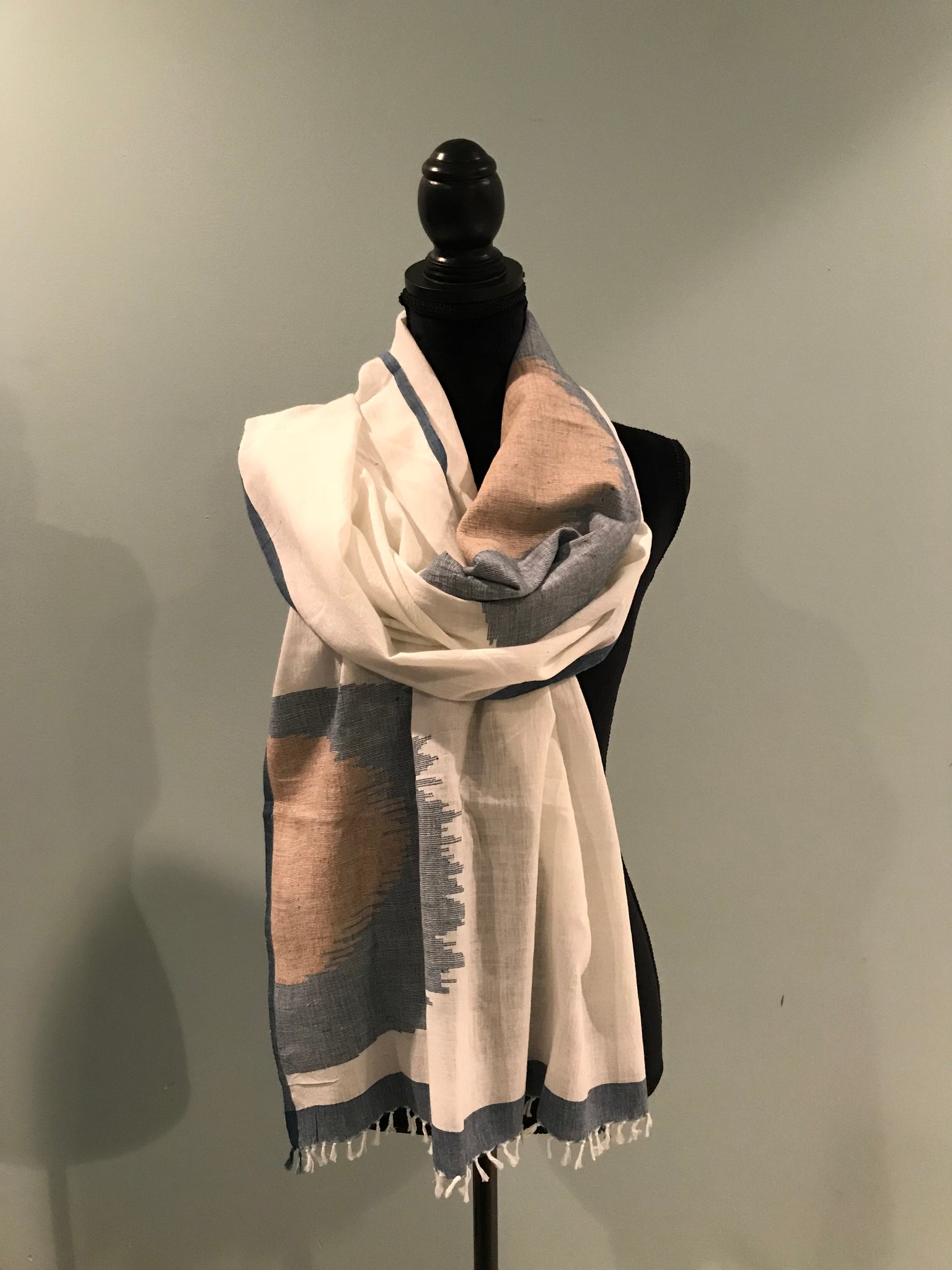 White Jamdani Organic Cotton Stoles/Scarves