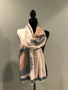 White Jamdani Organic Cotton Stoles/Scarves
