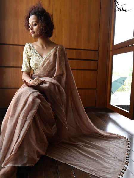 Beige Color Mul Cotton Saree
