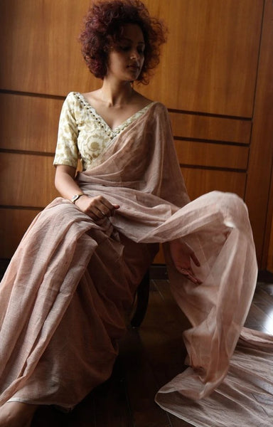 Beige Color Mul Cotton Saree