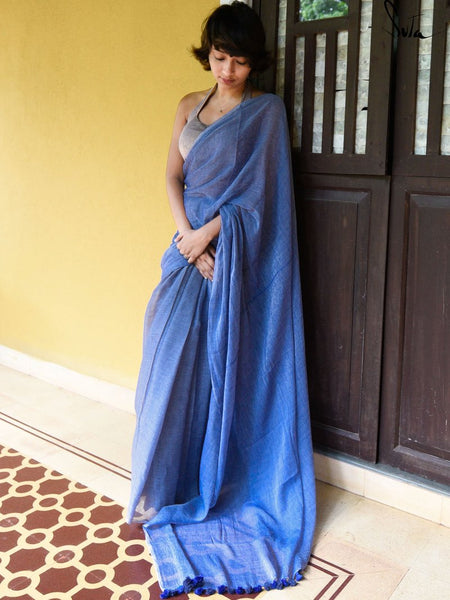 Deep Blue Sea Mul Cotton Saree