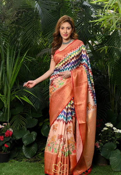 Multicolor Printed Banarasi Saree