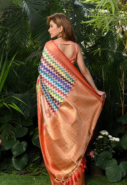 Multicolor Printed Banarasi Saree