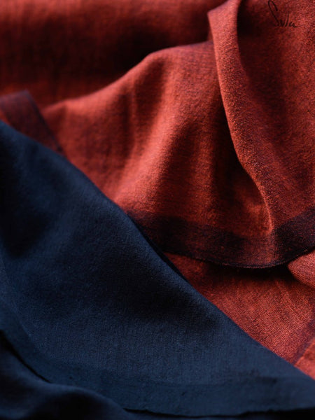 Rust & Black Cotton Acrylic Saree
