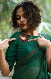 Green Cotton Ready Made Blouse