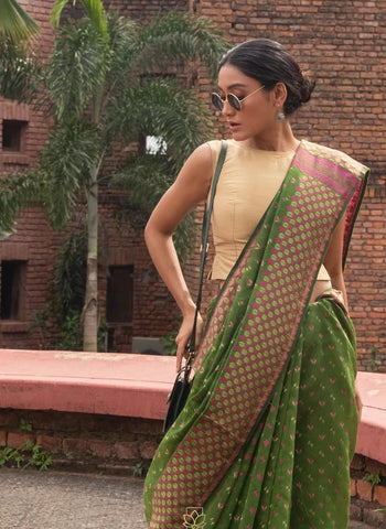 Green Shade Cotton Silk Jacquard Jamdani Saree