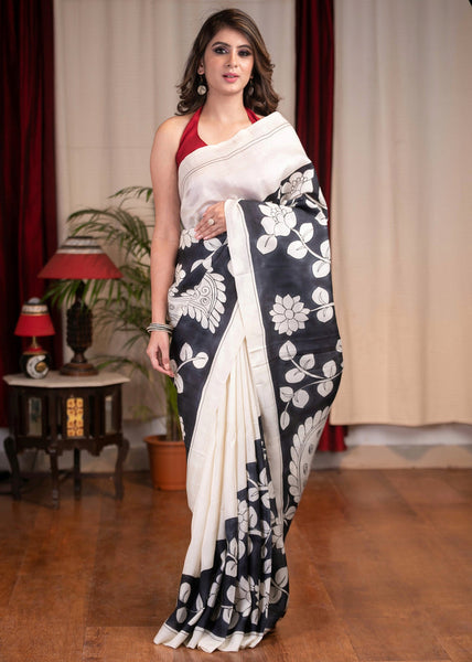 PURE SILK KALAMKARI DESIGN PRINTED SAREE