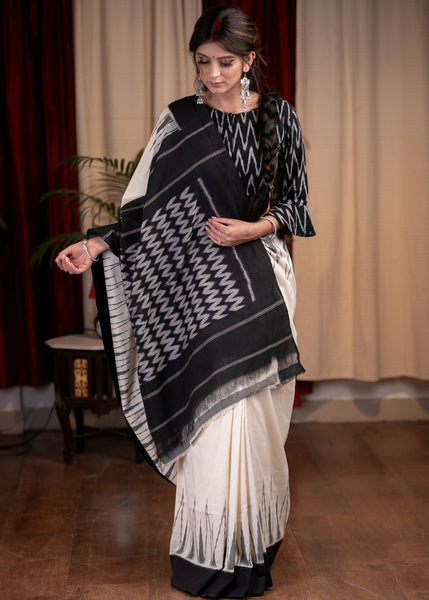 IKAT PURE COTTON TEMPLE BORDER SAREE