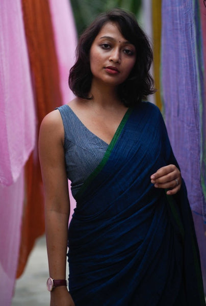 Blue Cotton Saree