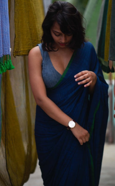 Blue Cotton Saree